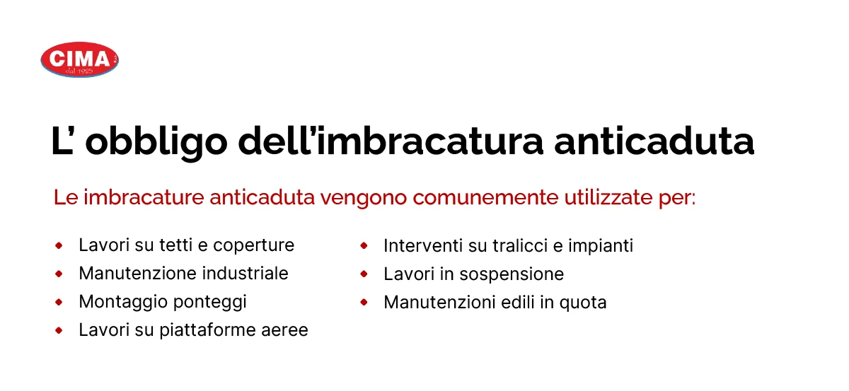 Quando è obbligatoria l’imbracatura anticaduta - Cima Group