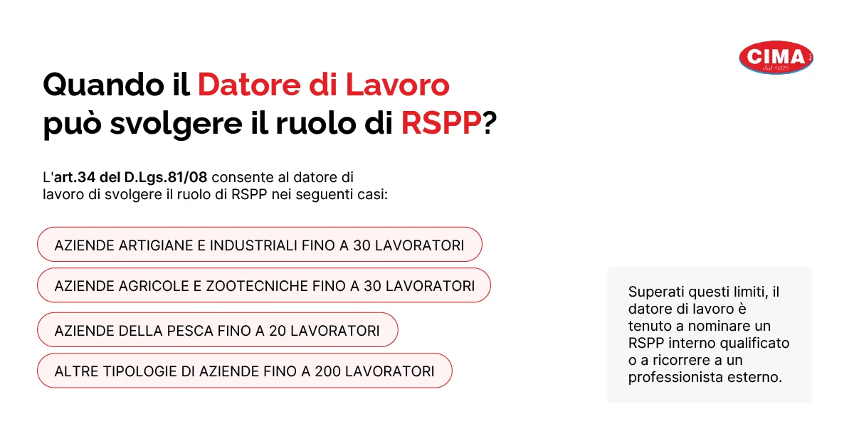 Quando il Datore di Lavoro può svolgere il ruolo di RSPP? - Cima Group